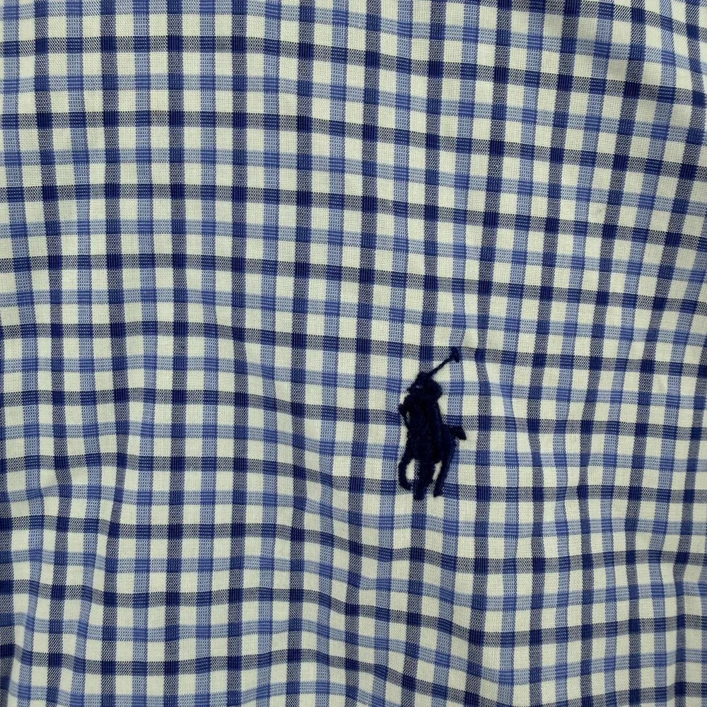 Ralph Lauren Shirt Mens Medium Blue Check Long Sleeve Button Down Stretch Pony